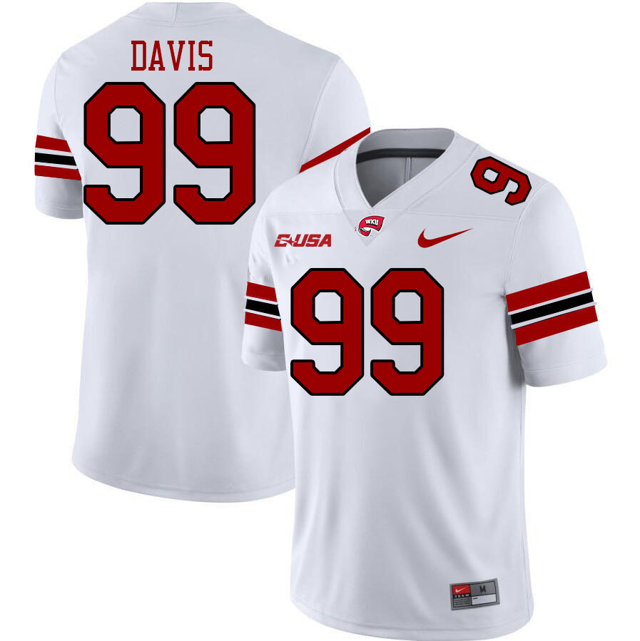 Western Kentucky Hilltoppers #99 Kenyonte Davis College Football Jerseys Stitched Sale-White
